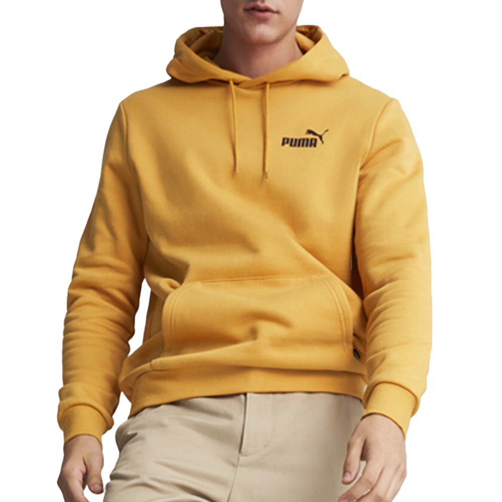 PUMA Men's Yellow Small Logo Pullover Hoodie - Casual Athletic Outerwear
