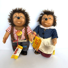 Steiff Mecki Micki 7627/17 10" Dolls Vintage Hedgehog Couple Stuffed Animals