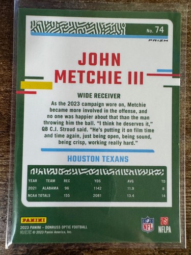 NFL 2023 Fútbol Óptico John Metchie III Blue Stars Emoji SP #74 Houston Texans - Imagen 4 de 8
