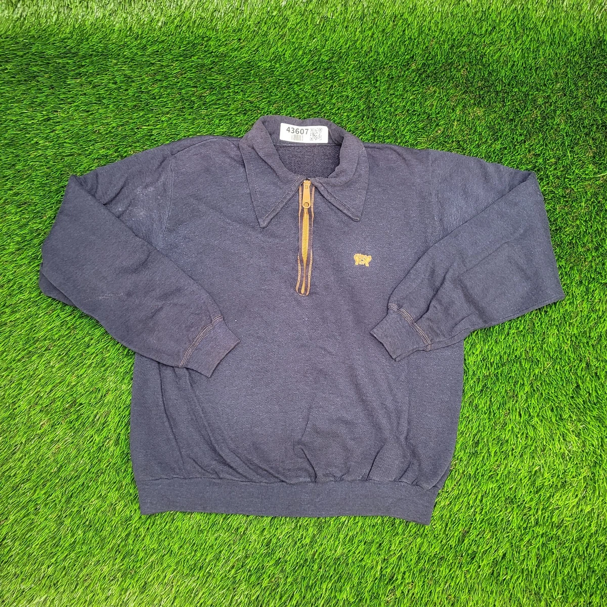 Vintage 70s Hands Off Quarter Zip Collared Sweatshirt Small Medium Talon Zipper