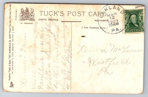 1909 Top Of The Morning On St. Patrick's Day Gruß Urlaub Vintage Postkarte - Bild 2 von 2