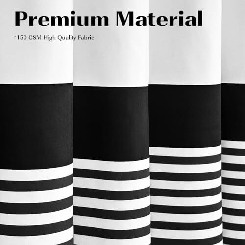 Farmhouse Fabric Shower Curtain, 84 Inch Extra Long 72"W x 84"H Black and White - Picture 6 of 7