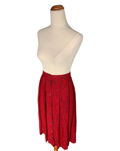 Vintage Liz Claiborne Collection Womens Button Up Skirt Red Paisley Size 10 VGC - Picture 4 of 11