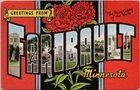 Faribault Minnesota Large Letter Greetings MN Peony Vintage Linen Postcard H47