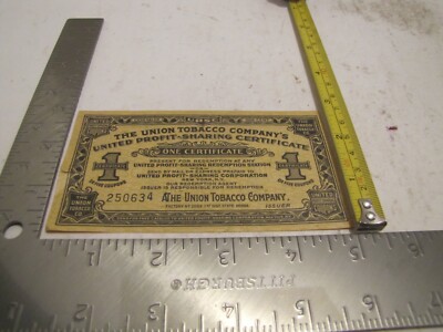 united tobacco company UNITED TOBACCO COMPANY'S UNITED PROFIT SHARING CERTIFICATE #250634