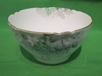 seltene Vintage Shelley Green Blossom offene Zuckerdose