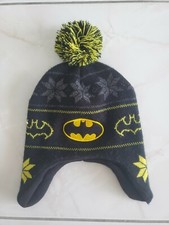 Kids Batman Beanie by DC Comics. Snow Hat with Pom Tasseled
