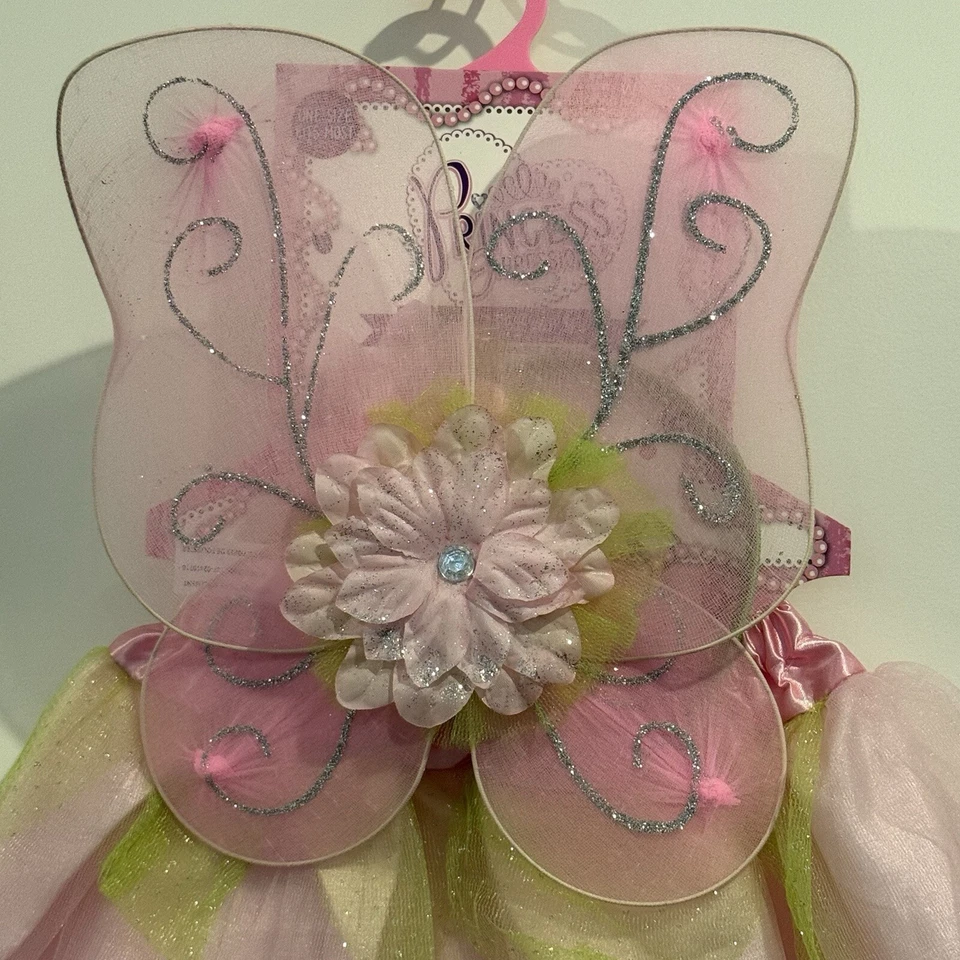 Принцесса выражения розовый/зеленый фея принцесса наряд комплект костюм возрастов 4-8 новый - Изображение 2 из 4