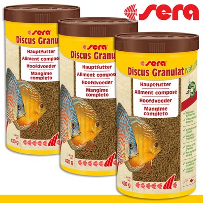 sera 3x 1000ml Discus Granulat Nature Fischfutter Zierfisch Aquarium Wachstum