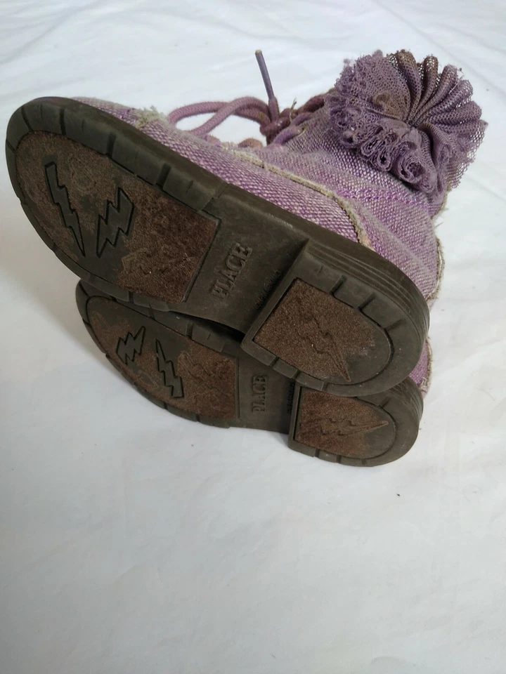 Botas de lona hasta el tobillo lila con cremallera con lazo y mariposas para niñas pequeñas talla 5 Foto 4 de 4