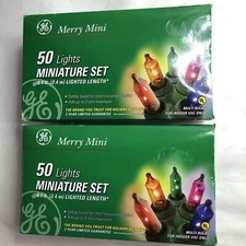 Christmas Mini String MultiColor Lights 50 Bulbs Each Indoor Use Only LOT-OF-2