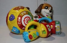 Vintage Toy Lot VTech Walk & Woof Puppy Crawl Ball & Flashlights (Lot Of 4)