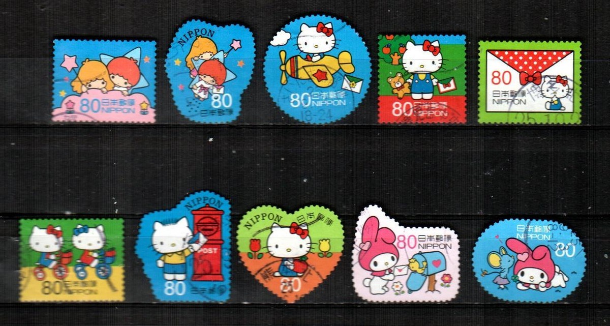 JAPAN Scott's 3557a-j ( 10v ) Hello Kitty, My Melody F/VF Used