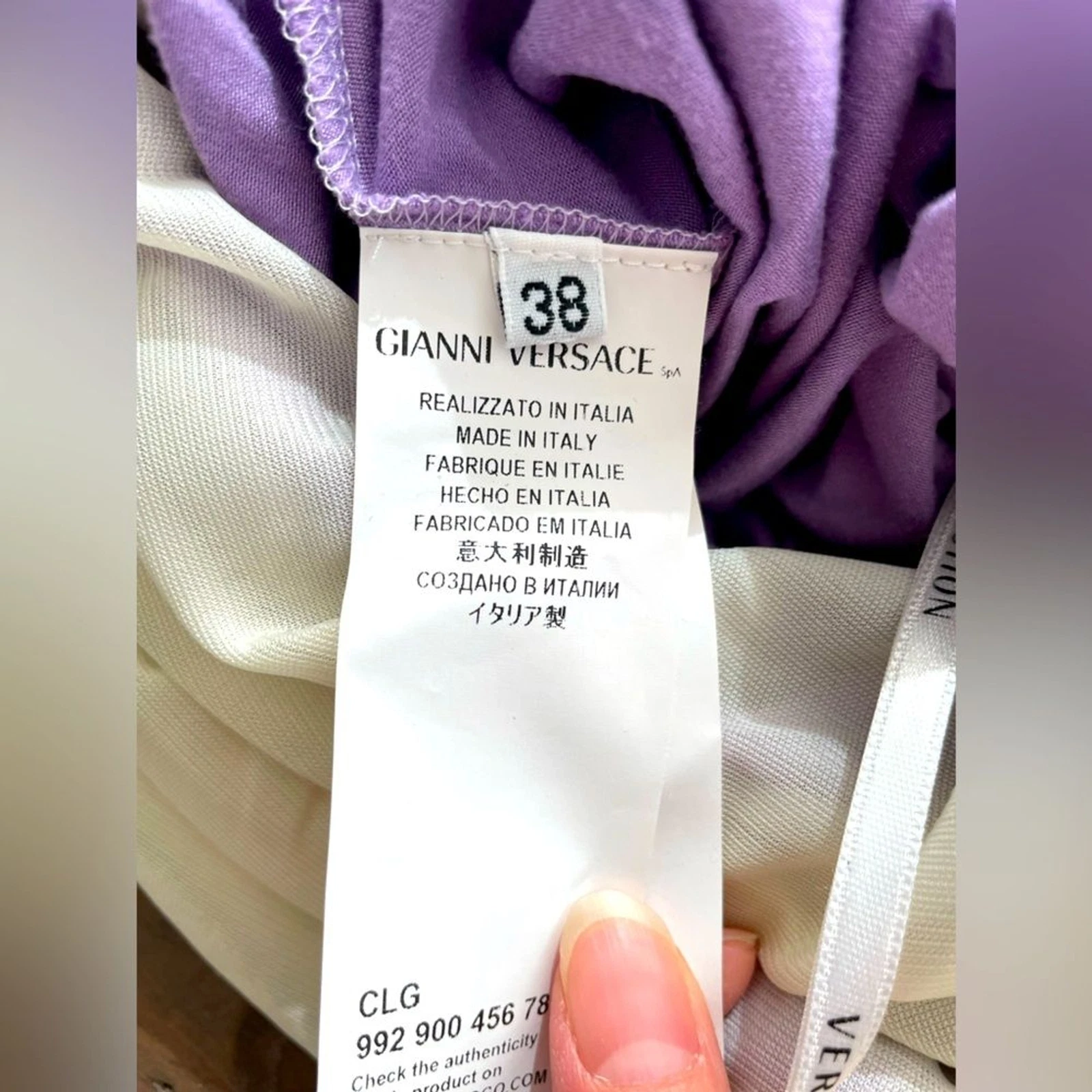 Abito tubino Versace collezione viola lavanda lilla IT38