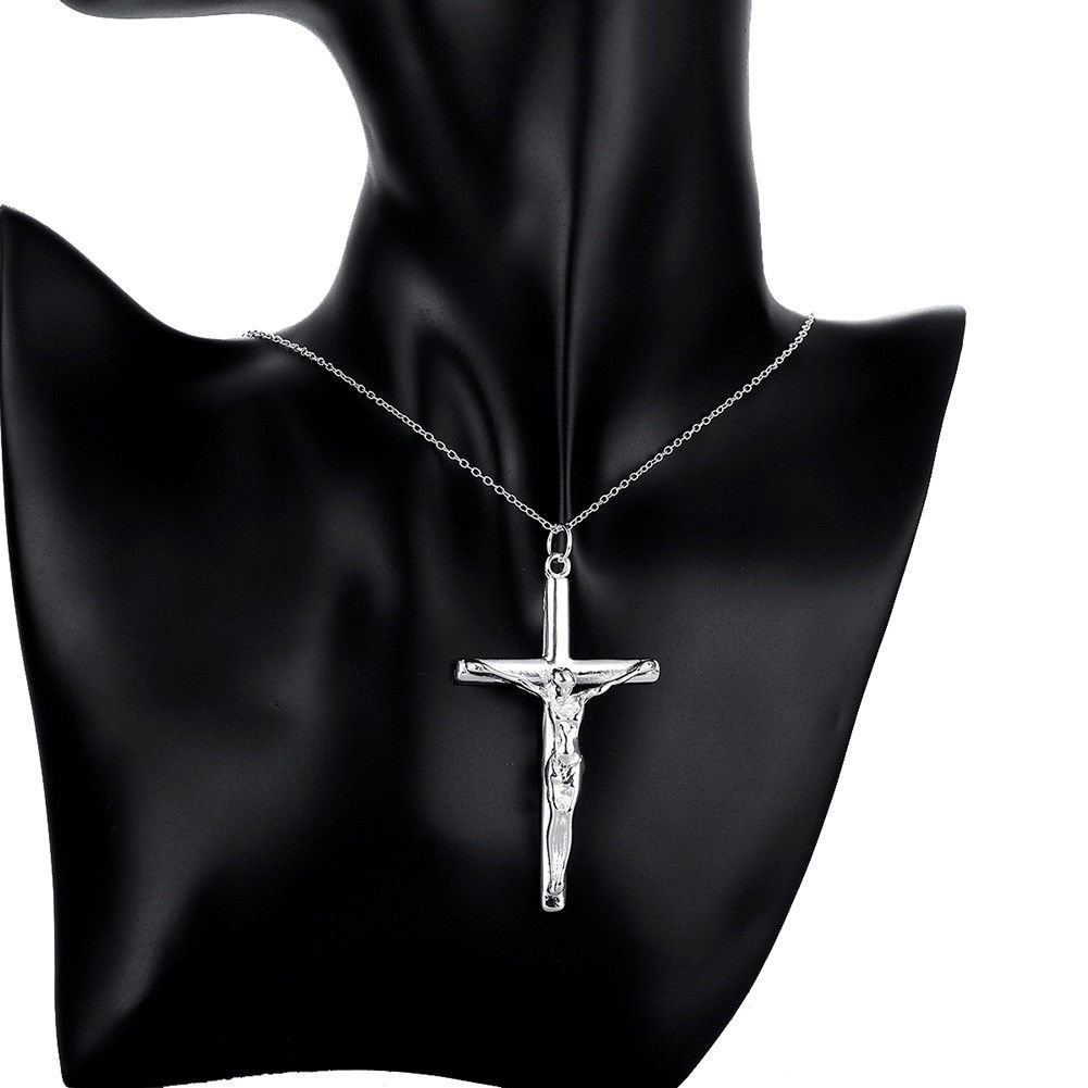 925 Sterling Silver 3D Christian Jesus Christ Cross Catholic Crucifix ...