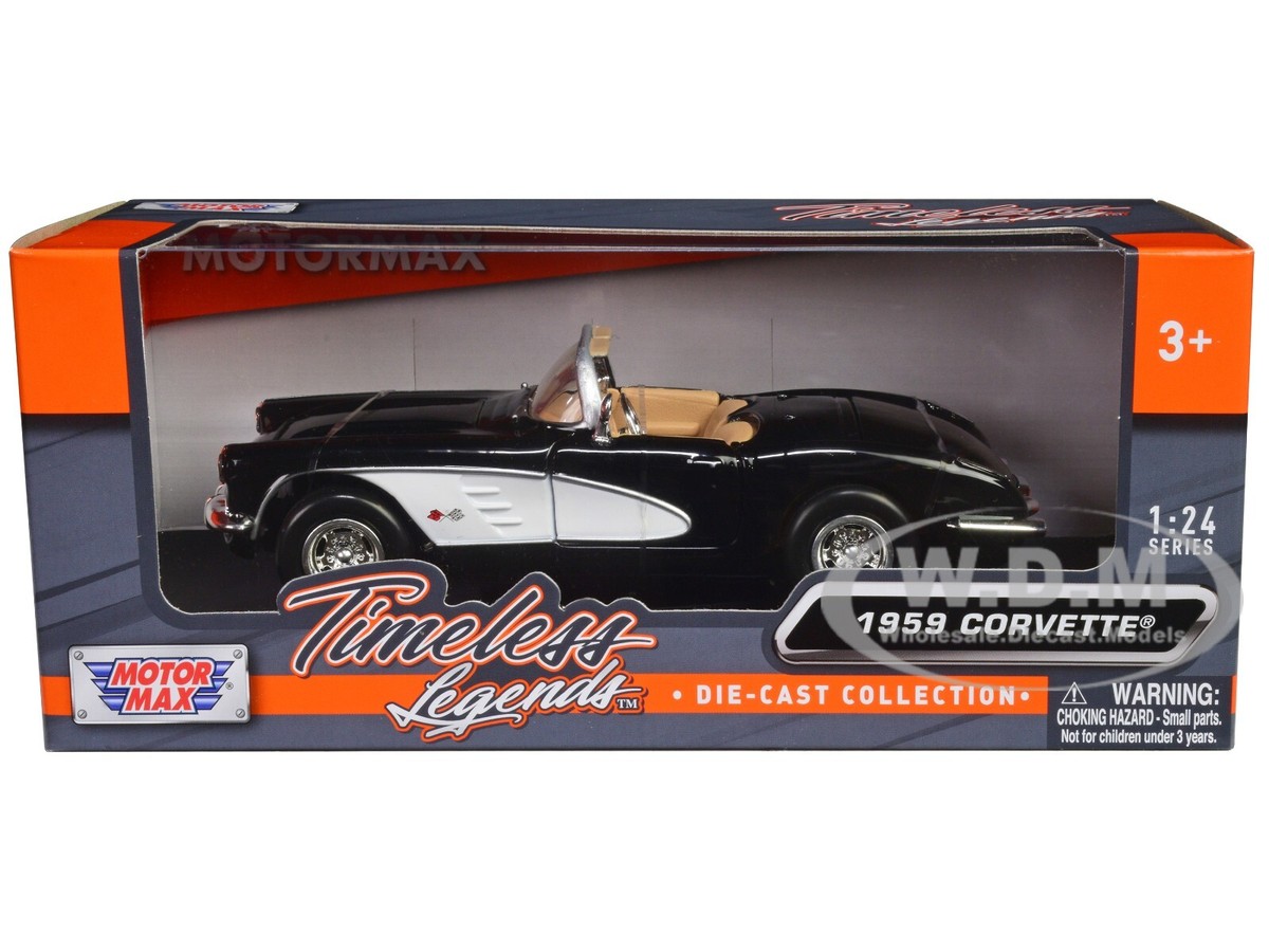 1959 CHEVROLET CORVETTE BLACK 1:24 DIECAST MODEL CAR BY MOTORMAX