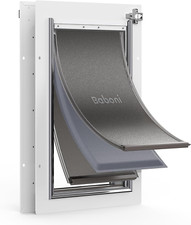 3-Flaps Pet Door for Interior and Exterior Doors, Steel Frame and Telescoping Tu