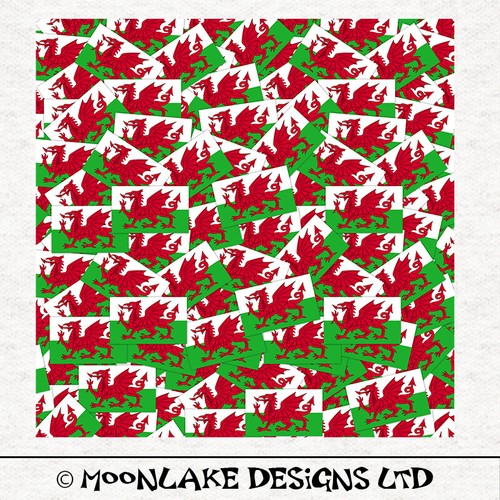 Welsh Dragon tossed flags in