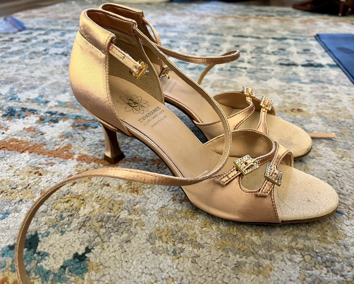 Ladies Supadance European Sice 6 open toe dance shoes 3” England
