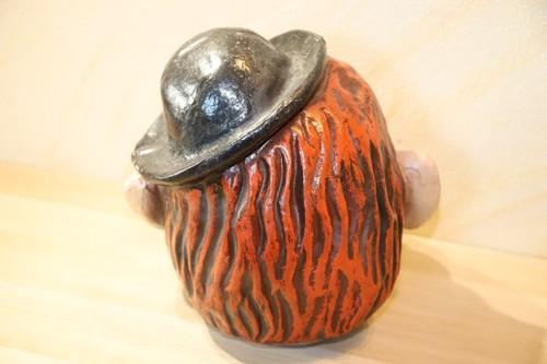 Alte Maske Faschingskopf Pappmaché, Clown, Mann mit Hut, Antik - Bild 4 von 8