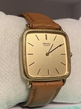 Vintage 1970s SEIKO Gold Plated Dress Tank Mens Watch 5 Jewel NEW Battery