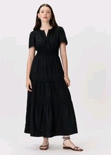 Quince 100% European Linen Tiered Maxi Dress Deep Navy Women’s Size XL