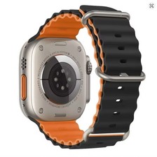 For Apple Watch Silicon Ocean bracelet Black-orange 42 44 45 49mm