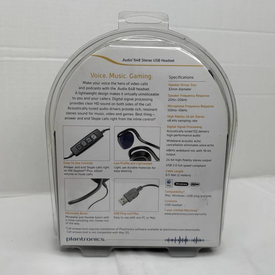 Plantronics Audio 648 Black Neckband Headsets Skype Certified, Windows Live - Image 2 of 4