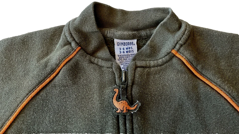 De Colección 2003 Gymboree Boys Dinosaurios Cremallera Polar Sudadera Chaqueta Bombardero 3-6M Oliva Foto 2 de 3