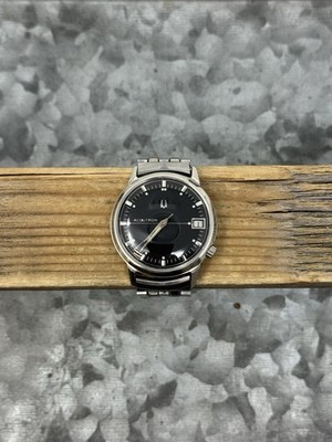 BULOVA ACCUTRON 2181 Black Dial Tuning Fork Watch, Serviced, Clean, Gemex Band