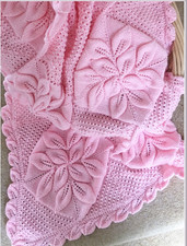 Baby Traditional Blanket/Pram Cover Knitting Pattern Roses and Leaves 4ply 915