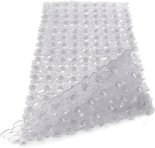 Non Slip Bathtub Mat 35 X 16 Inches Pebbles Shower Mats with Suction Cups, Drain