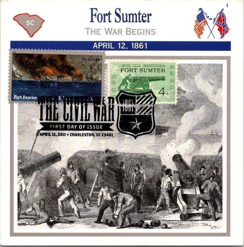 Dr Jim Stamps Maximum Card Fort Sumter Civil War Centennial 4C Combo Fdc