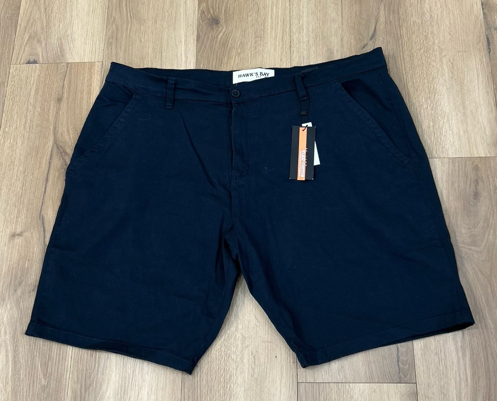 HAWK'S BAY Men’s Chino Flex Cotton Shorts Size 40 Navy Blue Stretch Pockets NWT