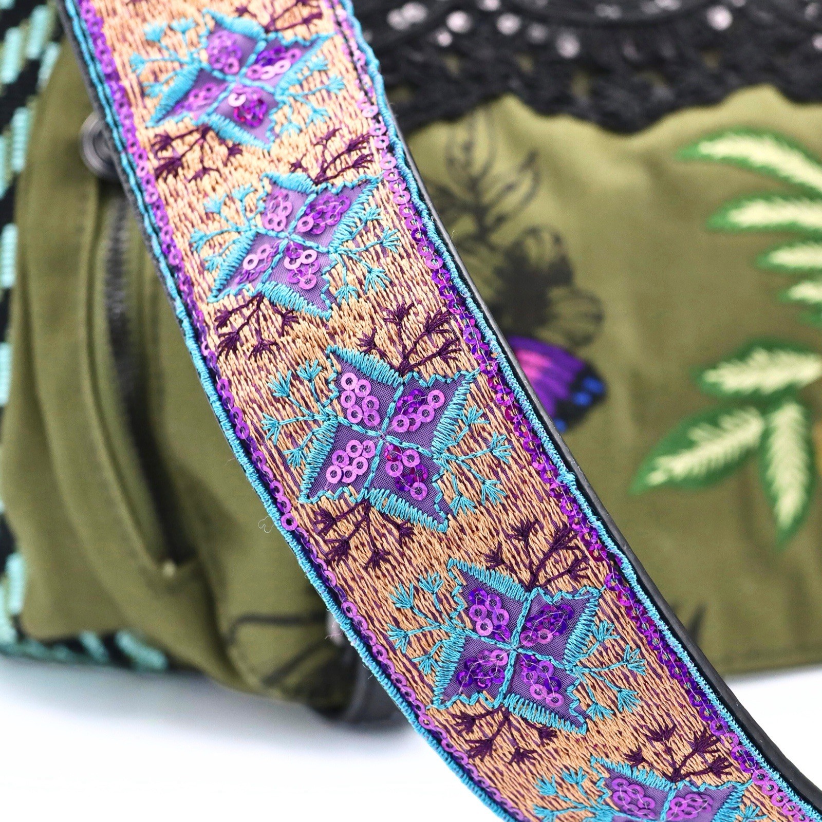 Desigual Large Patchwork Handbag Embroidered Text… - image 9