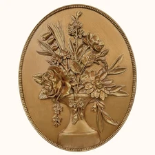 Vintage Wall Sculptures For Living Room - Gold Vintage Wall Decor, Ornate Ova...