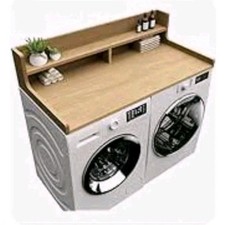 Washer Dryer Countertop, 54" x 27.55" 2-Tier Washer Dryer Topper with Edge, for