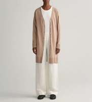 Gant Strickjacke Beige Seide V-Ausschnitt Logo Gr. S Damen 4805192
