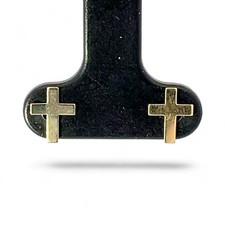 14k Yellow Gold Small Cross Earrings with Butterfly Backs KS1025505 