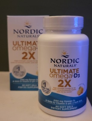 Nordic Naturals Ultimate Omega 2X, Vitamin D3 Lemon Flavor 2150mg Exp. 11/2027