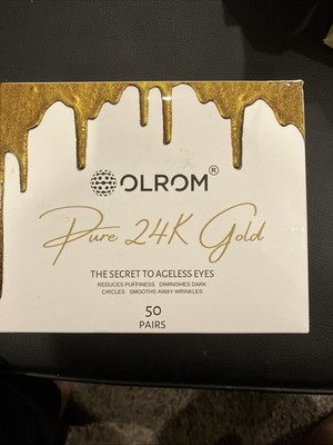 NEW OLROM 24K Pure Gold Under Eye Patches 50 Pairs - The Secret To Ageless Eyes