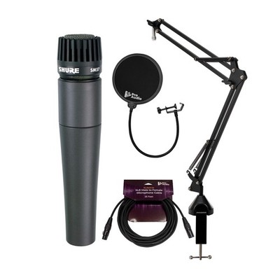 Shure SM57-LC Instrument Mic Knox Gear Boom Arm Pop Filter XLR Cable