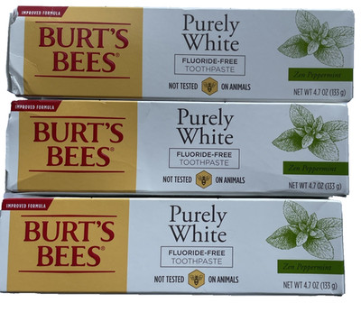 Burt's Bees Purely White Toothpaste Zen Peppermint 4.7OZ Lot of 3