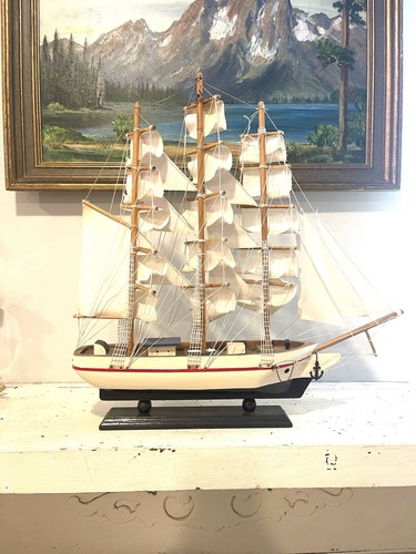 Model Whaling Ship, Vintage Clipper 1846, Three Masts, Marine Maritime Sailing - Picture 9 of 11