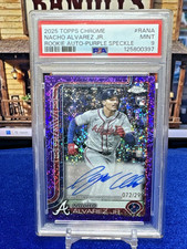 NACHO ALVAREZ JR. 2025 TOPPS CHROME ROOKIE PURPLE SPECKLE AUTO /299 PSA 9 Q4354