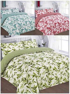 BLUMEN BETTBEZUG BETTWÄSCHE STEPPDECKE SET MIT KISSENBEZUG WENDBAR ELLIE BLÄTTERDRUCK