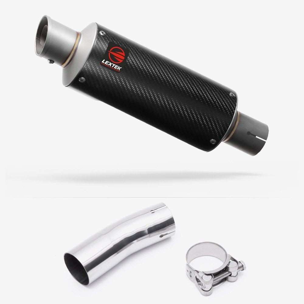 Lextek GP8C Carbon Fibre GP Stubby Exhaust 240mm with Link Pipe