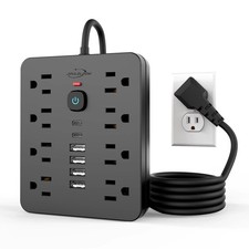 Power Strip Surge Protector with 8 Outlets 4 USB and 2 USB C Ports Flat Plug