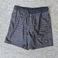 Quicksilver Volley Swim Trunks Mens Medium Shorts Gray Black Board Shorts Lined