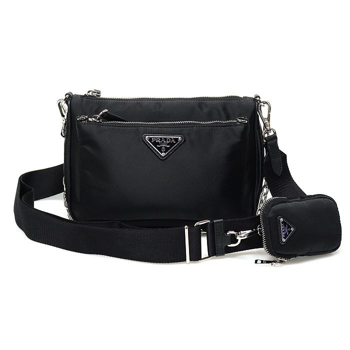 Prada Nylon Triangle Logo Crossbody Bag 2WAY 1BH168